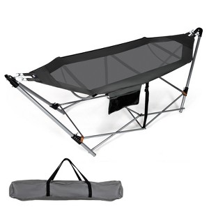 Tangkula Portable Folding Hammock Free Standing Hammock W/ Stand-Folds&Carrying Bag&Anti-Slip Buckle&Storage Pocket - 1 of 4