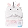 Hudson Baby Unisex Baby and Toddler Hooded Animal Face Plush Blanket, White Unicorn, One Size - 2 of 3