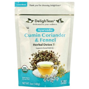 DelighTeas Ayurvedic Cumin Coriander & Fennel, Herbal Detox Tea, Loose Blend, Caffeine Free, 5 oz (140 g) - 1 of 2