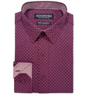 Nick Graham Mens Slim Fit Cross Floral Neat Button Up Shirt