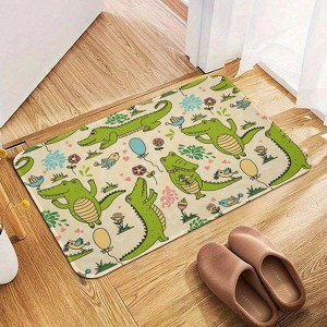 Happy Party With Dancing Crocodiles Bathroom Rugs Winter Bath Mat Absorbent Non Slip Bathroom Mat Christmas Soft Floor Carpet 16x20 Inches - 1 of 1
