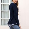 Clearlove Women's Long Sleeve V Neck Contrast Collar Shirt A-line Pleated Office Tunic - 4 of 4