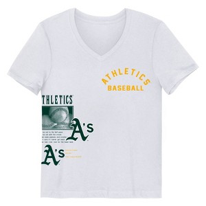 MLB Oakland Athletics Girls' White V-Neck T-Shirt - 1 of 1