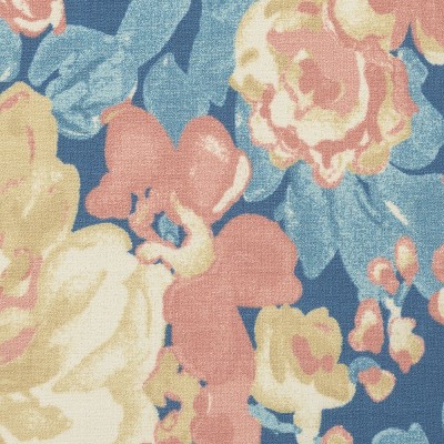 Blue Floral Rectangular Synthetic Indoor/Outdoor Rug