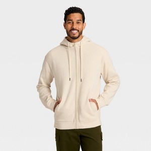 Men's High Pile Lined Fleece Hooded Full-Zip Sweatshirt - Goodfellow & Co™ - 1 of 3