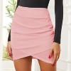 EXLURA 2025 Women's Bodycon Ruched Tulip Mini Skirt Elastic High Waist Asymmetrical Short Skirt - 2 of 4