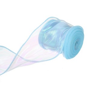 Unique Bargains Gift Wrapping Wide Sheer Wired Pastel Shimmer Iridescent Chiffon Ribbons 1 Pc - 1 of 4
