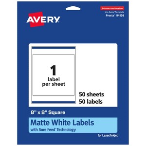 Avery Matte White Square Labels, 8" x 8" - 1 of 4