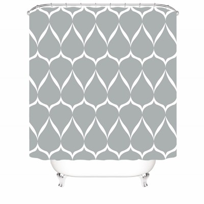 Grey Water Drop Geometry Shower Curtains for Bathroom Waterproof Fabric Bath Curtain Durable Soft Stylish Bathroom Decor 72x72 Inch