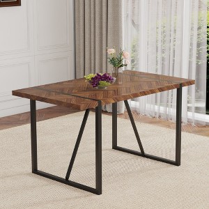KTMBDW Rustic Coffee Table, Modern Wood and Metal Industrial Center Table with a specially textured top and metal legs for Living Room - 1 of 4