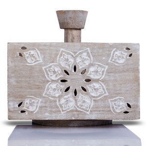 Mela Artisans Spinning Wooden Pen Holder with 4 Compartments White - 1 of 4
