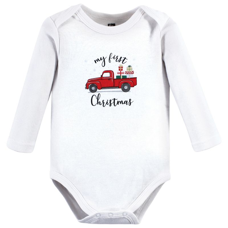 Hudson Baby Infant Girls Cotton Long-Sleeve Bodysuits, Christmas Gift 3-Pack, 3 of 6