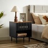 GlasFlength Nightstands Set of Two Modern Mid Century Bedside Tables with Grille Doors and Metal Legs for Bedroom, Brown, 18.9"*15.8"*21.5" - 2 of 4