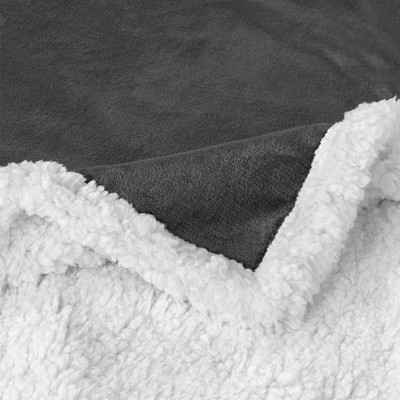 Charcoal Reversible Sherpa Fleece Throw Blanket 50" x 60"