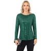 Anna-Kaci Women's Long Sleeve Sequin Top with Crew Neck and Fitted Silhouette - 3 of 4
