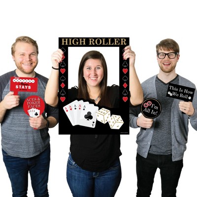 Big Dot of Happiness Las Vegas - Casino Themed Party Selfie Photo Booth Picture Frame & Props - Printed on Sturdy Material