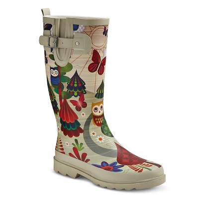 cream rain boots