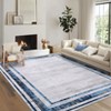 Washable Runner Rug – Modern Border Soft Distressed, Minimalist Non-Slip, Stain Resistant Kitchen & Hallway Carpet, Contemporary Indoor Runner Rug - 2 of 4