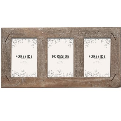 Distressed Brown Wood 4x6 Three-Photo Frame with Nail Accents