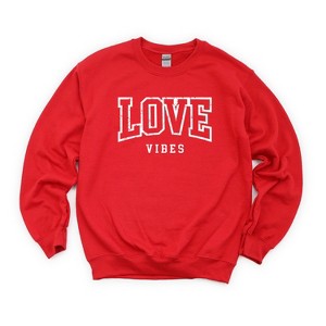 Simply Sage Market Women's Graphic Sweatshirt Love Vibes Varsity - 1 of 3