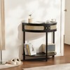 VEVOR Half-moon Rattan Console Table with 2 Drawers, Rattan Entryway Table with Natural Rattan Sliding Door, Console Table with Storage, Black - 2 of 4
