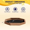 Large Wooden Cedar Sand Box, Wooden Octagon Kids Sandbox with Cover, Sandpit with 4 Benches and Bottom Liner Covered Sand Box for Kids Outdoor - 2 of 4