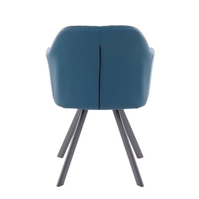 Contemporary Teal Faux Leather Parsons Side Chair with Metal Legs