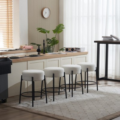 24" Tall, Round Bar Stools, Set of 2 - Contemporary upholstered dining stools for kitchens