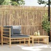 vidaXL Patio Lounge Set - 2 Piece Outdoor Furniture with Thick Padded Cushions, Bamboo Material, Lightweight, Modular Design, Dark Gray Color - 2 of 4