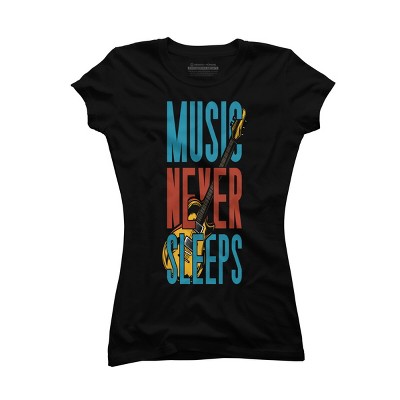 Junior's Design By Humans music never sleeps By solon2020 T-Shirt