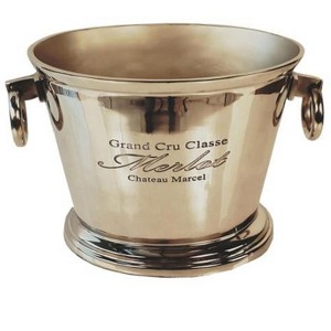 Aluminum Wine Cooler 9.5"H – Handcrafted Ice Bucket with Engraved Grand Cru Logo By Old Modern Handicrafts - 1 of 4