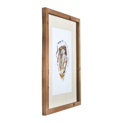 Natural Wood Framed Oyster Print Wall Art Set