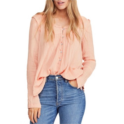 Free People Womens Cotton Textured Tunic Blouse