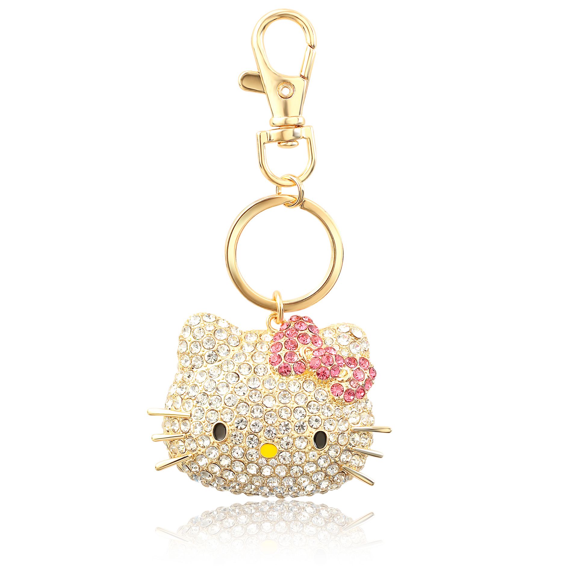 Sanrio Hello Kitty Face Pave 3D Bling Keychain - Bag Charm, Backpack Accessories, Travel Collectible Gift Keychains