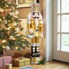 LuxenHome Lighted Nutcracker Gold Soldier with Silver Wreath, Battery Operated Xmas Decoration - 2 of 4