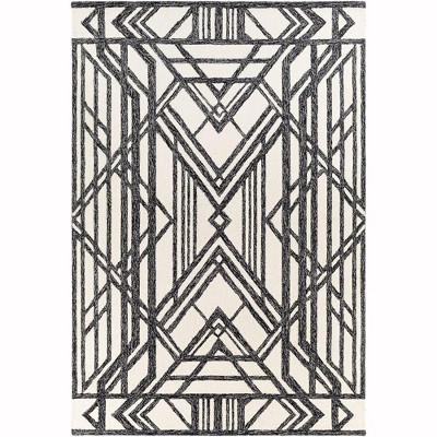 Mark & Day Tinley Park 5'7"x6' Rectangle Tufted Indoor Area Rugs Black: Geometric Wool, Stain-Resistant, Modern Decor