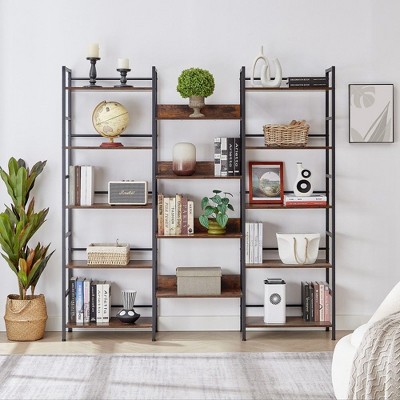 NicBex 70" Tall Wood & Metal Bookshelf with Open Shelves,5-Tier Bookshelf Storage Organizer,Wood Bookshelf for Bedroom,Living Room,Office