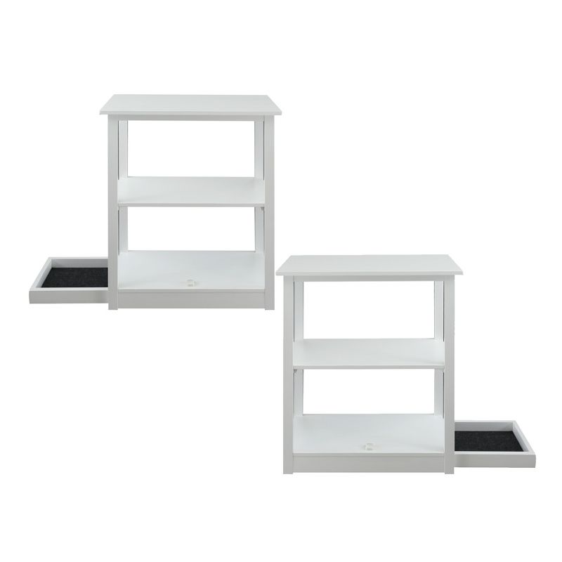 34" Adams 3 Shelf Bookcase with Concealed Sliding Track White - Flora Home, 5 of 8