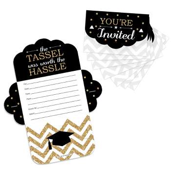 Big Dot of Happiness Tassel Worth The Hassle - Gold - Fill-In Cards - Graduation Party Fold and Send Invitations - Set of 8