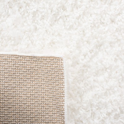 August White Synthetic Shag Area Rug 6'7" x 9'