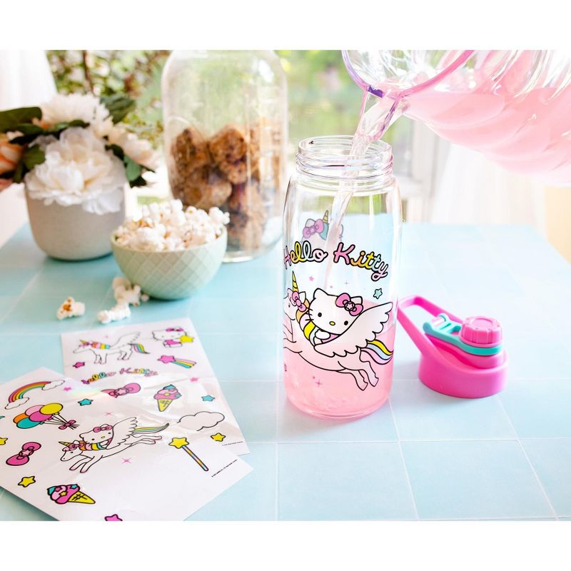 Silver Buffalo Sanrio Hello Kitty Unicorn Twist Spout Water Bottle and Sticker Set | 20 Ounces, 5 of 10