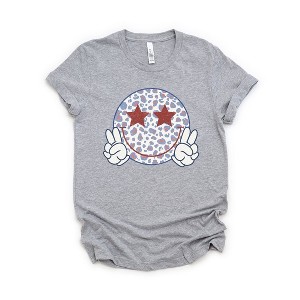 Simply Sage Market Women's Leopard Smiley Peace Sign Short Sleeve Graphic Tee - 1 of 4