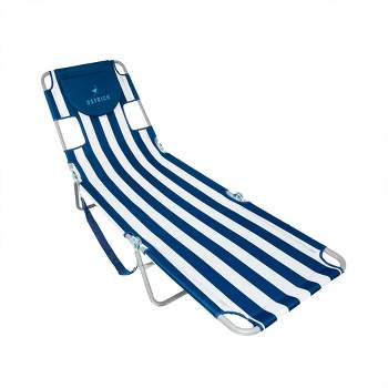 Ostrich 72" x 22" Chaise Lounge Portable Reclining Lounger, Outdoor Patio Beach Lawn Camping Pool Tanning Chair, Blue Stripe