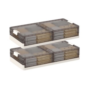 Under Bed Storage Containers with Wheels 2 Pack Stackable,with Lids Foldable Rolling Organizer 43.5L Folding Storage Box for Clothes Shoes Blankets - 1 of 4