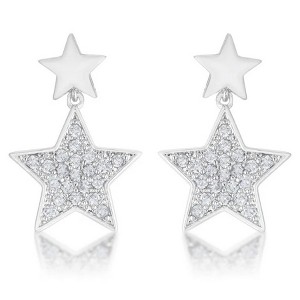 ShineHigh Bianca 0.5ct CZ Rhodium-Plated Star Drop Earrings for Women – Pave-Set Silvertone Dangle Earrings with Post Back Closure - 1 of 1