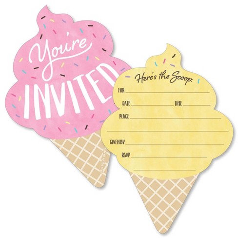 Stitch, Here's the Scoop Ice Cream Birthday Invitation