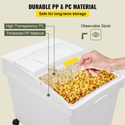 VEVOR Rice Storage Container, 10.5Gallon/40L x3 Capacity Large Dog Food Dispenser Bin, Kitchen Ingredient Grain Cereal Flour Bin, 3 Pack, White — фото 4