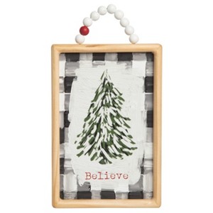 Transpac Wood 11.75 in. Multicolored Christmas Tree Decor - 1 of 2