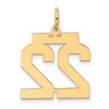 Black Bow Jewelry 14k Yellow Gold, Jersey Collection, Medium Number 22 Pendant - 3 of 4