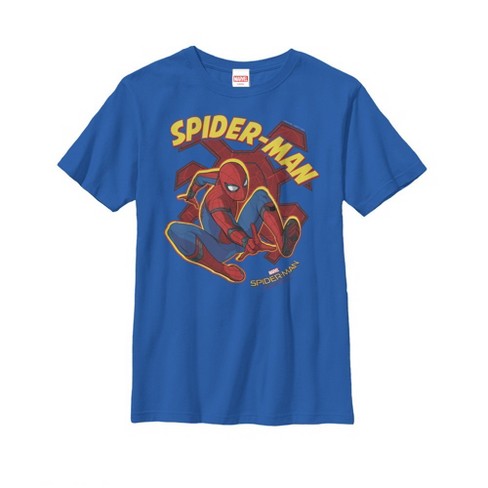 Marvel Boy's Spider-Man Swinging 5th Birthday T-Shirt Blue